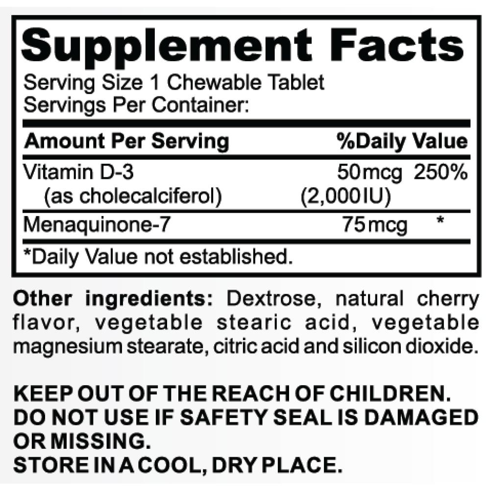 Vitamin D-3 with K-2 Chewable Vitamins (90 Tablets) - BestMed - Doctors Weight Loss