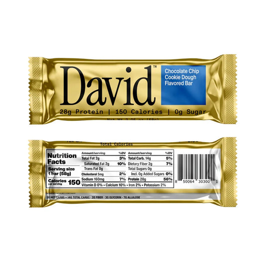 David Bars 28g High-Protein | Chocolate Chip Cookie Dough Bar (1ct)