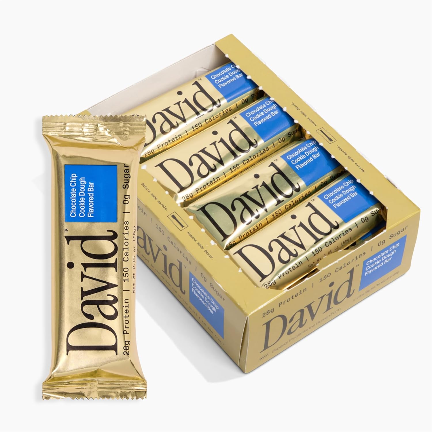 David Bars 28g High-Protein | Chocolate Chip Cookie Dough Bar (12ct)