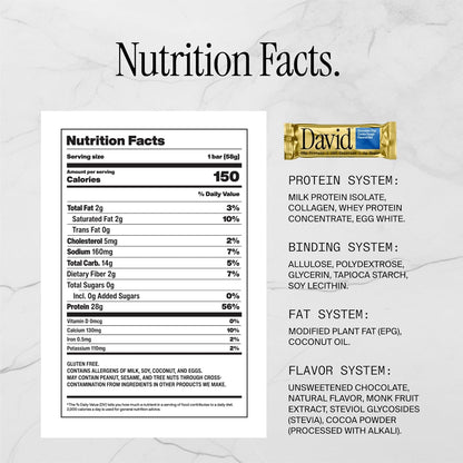 David Bars 28g High-Protein | Chocolate Chip Cookie Dough Bar (12ct)