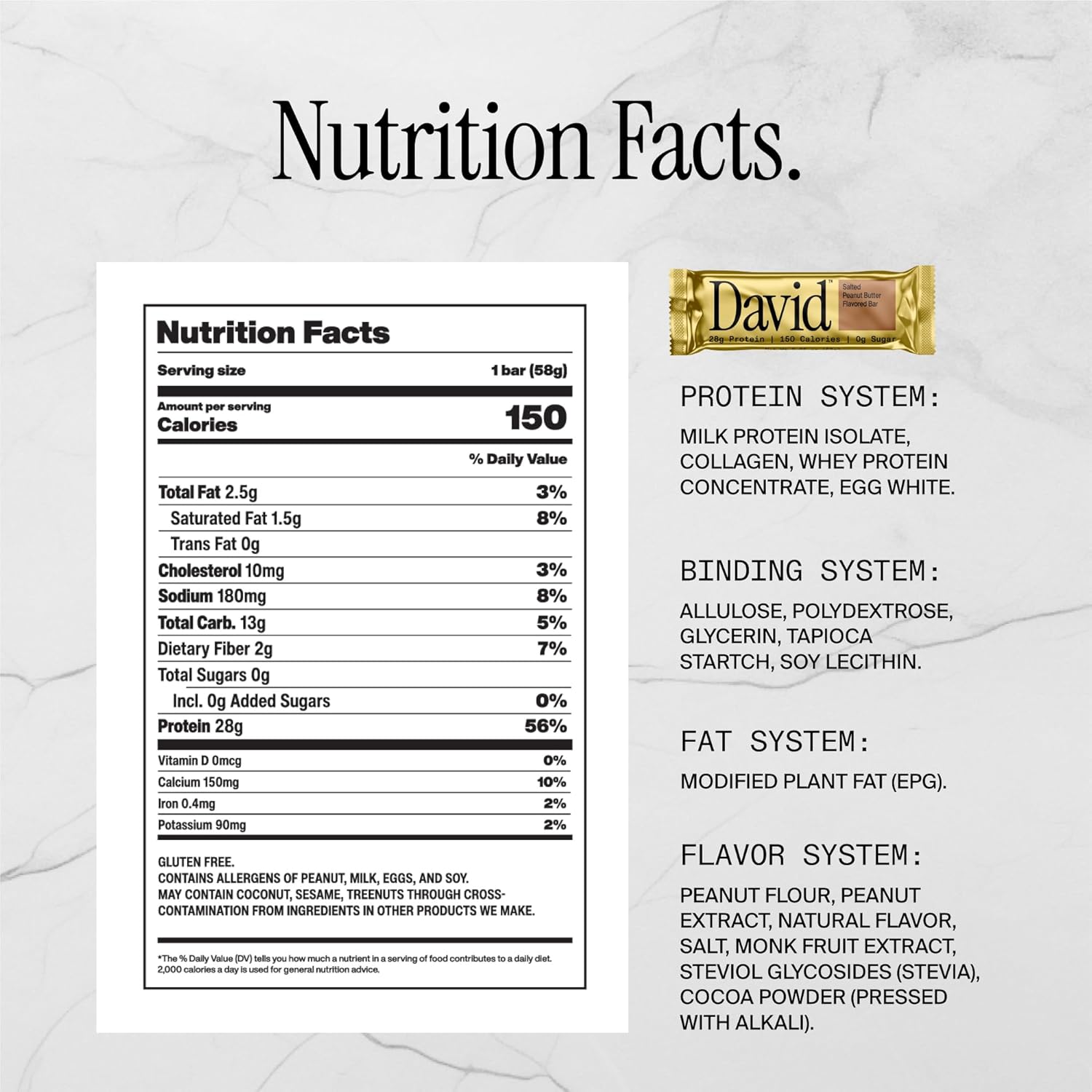 David Bars 28g High-Protein | Salted Peanut Butter (12ct)