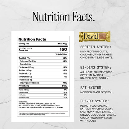 David Bars 28g High-Protein | Salted Peanut Butter (12ct)