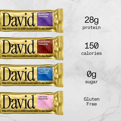 David Bars 28g High-Protein | Chocolate Chip Cookie Dough Bar (12ct)