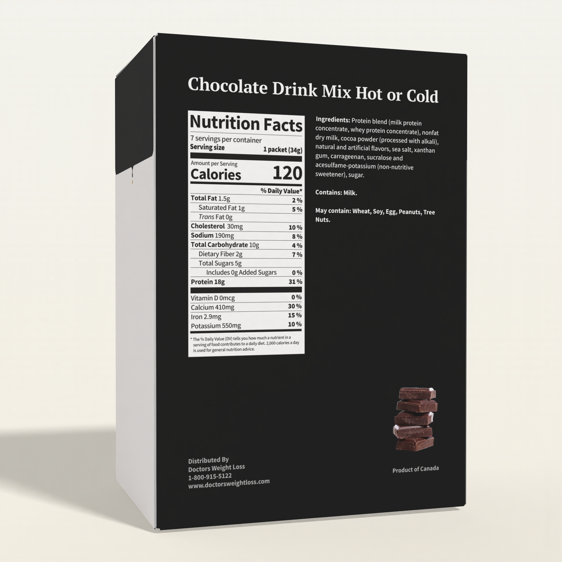 ProtiWise High-Protein 18g Chocolate Drink Mix | Hot or Cold (7ct)