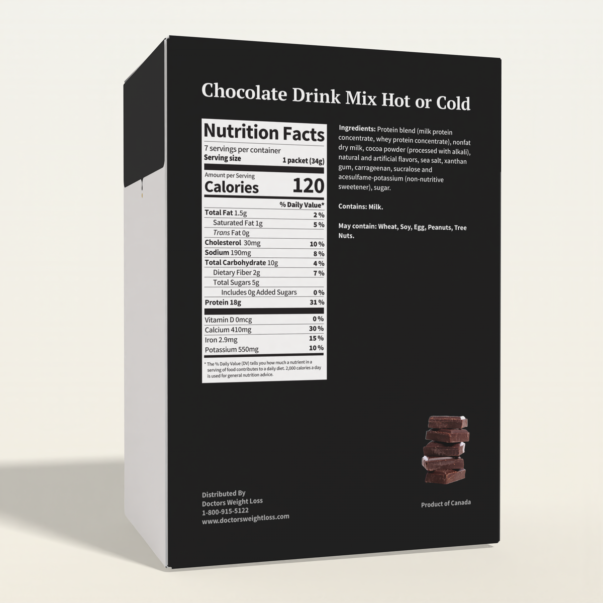 ProtiWise High-Protein 18g Chocolate Drink Mix | Hot or Cold (7ct)