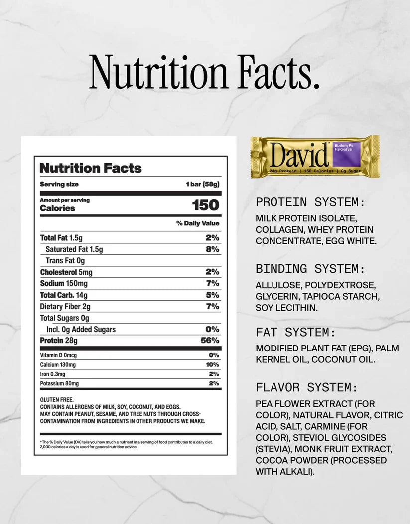 David Bars 28g High-Protein | Blueberry Pie Bar (1ct)