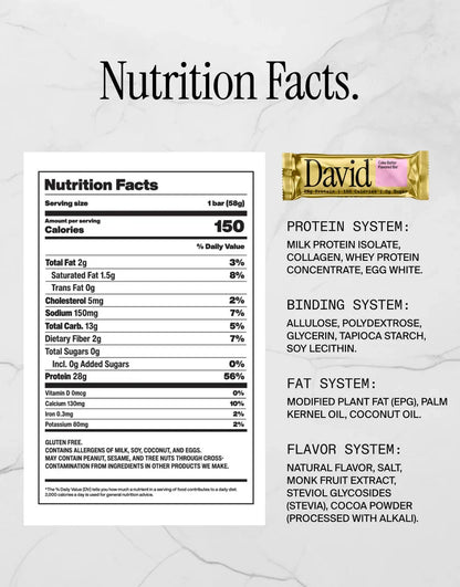 David Bars 28g High-Protein | Cake Batter Bar (1ct)