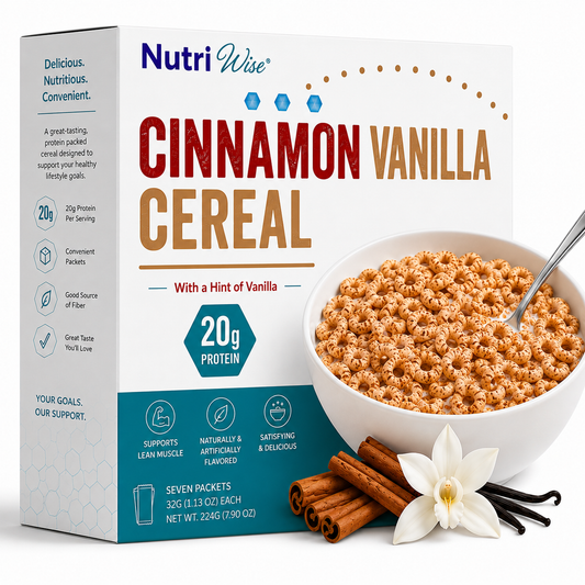 NutriWise Cinnamon Vanilla Cereal | 20g High-Protein Breakfast (7ct)