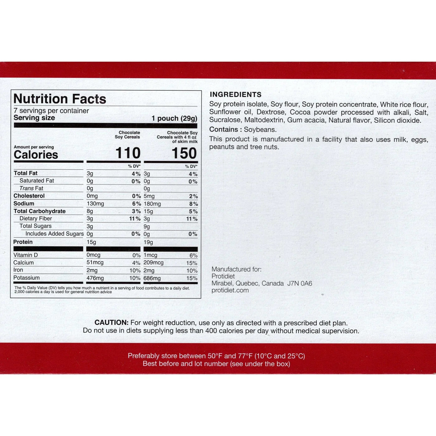 ProtiDIET Chocolate Soy Protein Cereal (7ct)