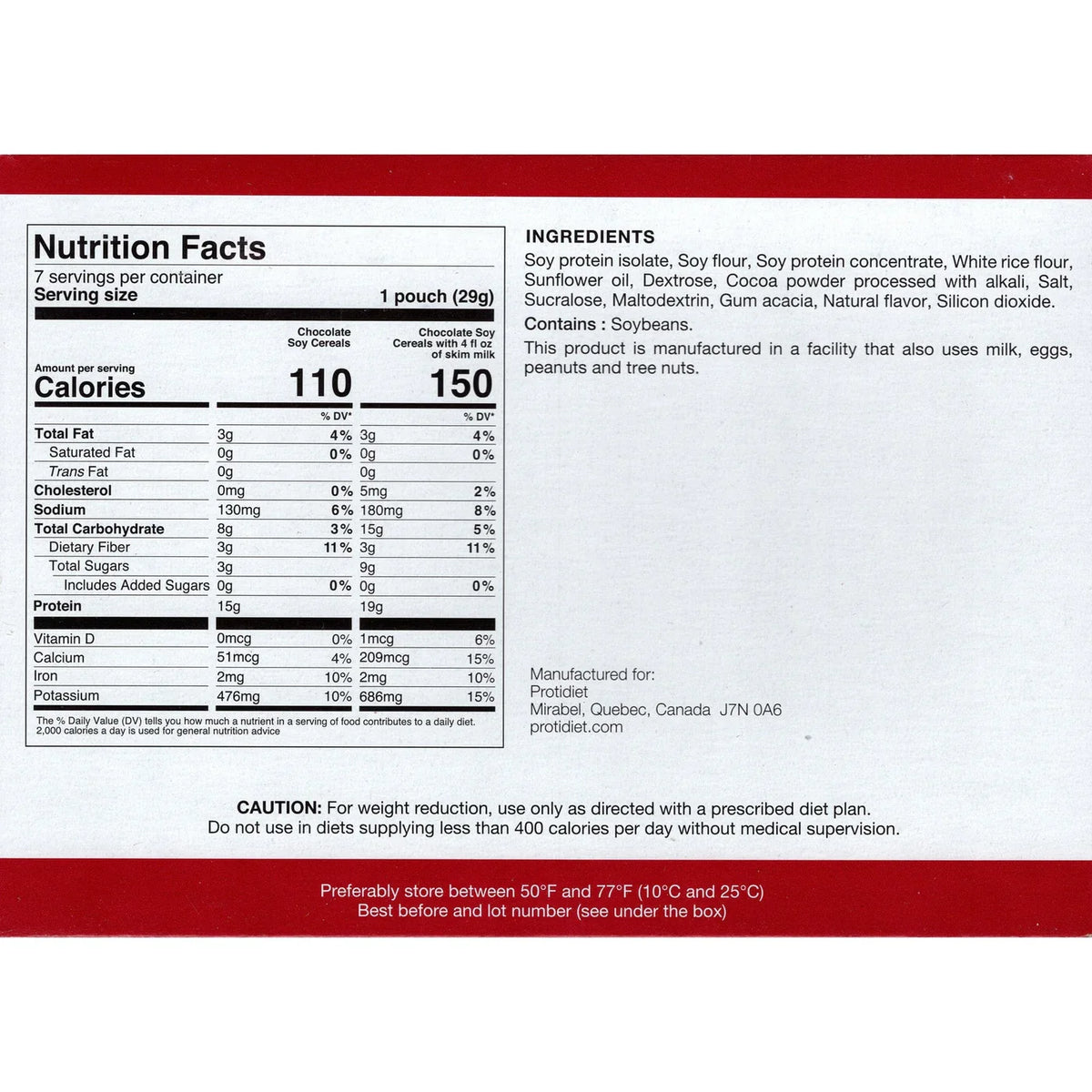 ProtiDIET Chocolate Soy Protein Cereal (7ct)