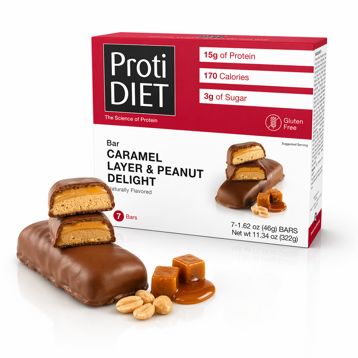 ProtiDIET Caramel Layer & Peanut Delight Protein Bars (7ct)