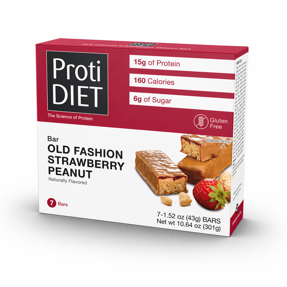 ProtiDIET Old Fashion Strawberry Peanut Protein Bars (7ct)