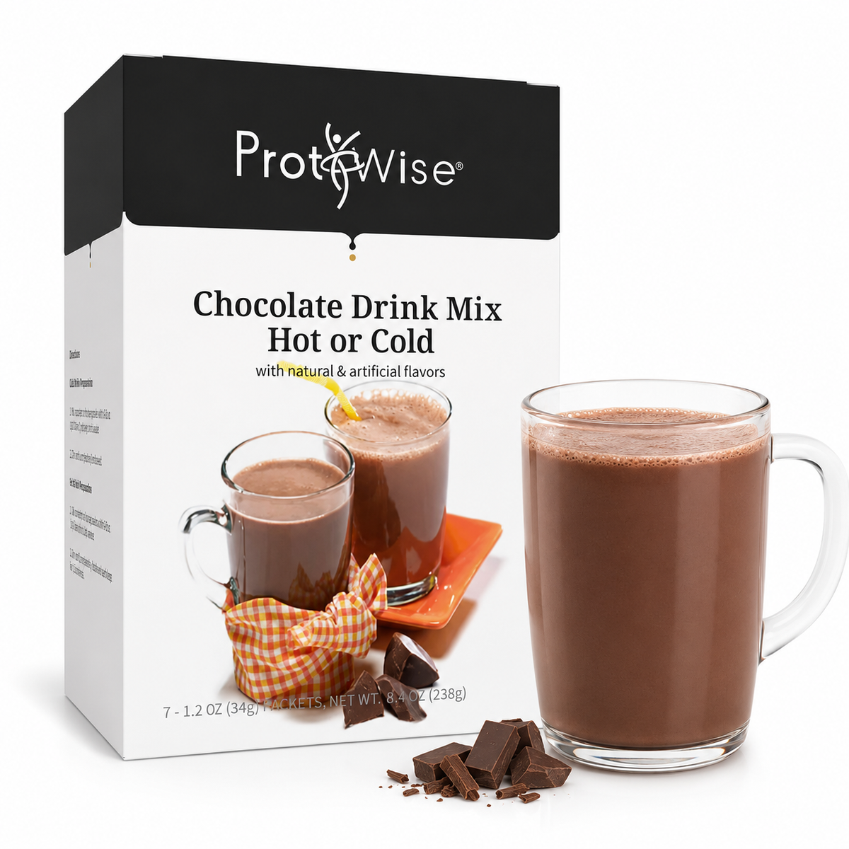 ProtiWise High-Protein 18g Chocolate Drink Mix | Hot or Cold (7ct)
