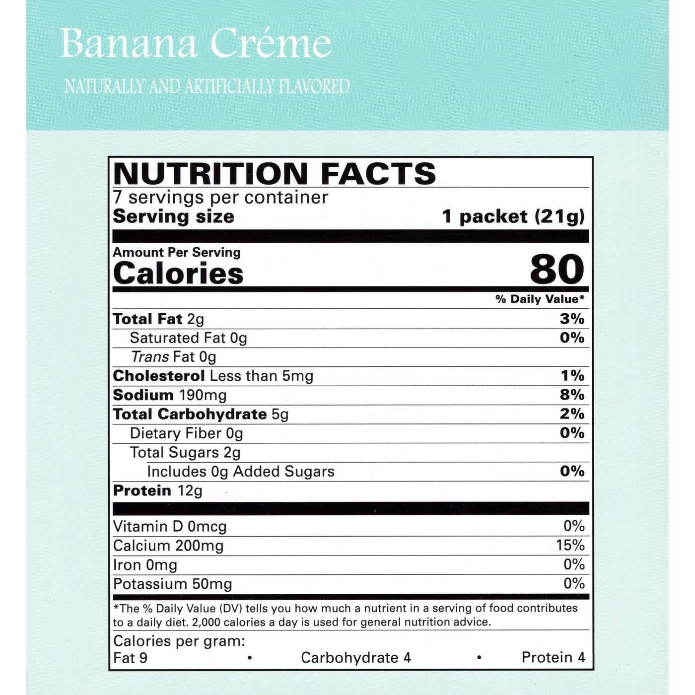 Banana Creme Pudding Nutrition Information- Aspartame Free