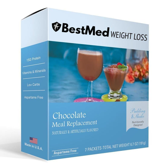 Chocolate Cream - 100 Calorie Pudding & Shake Mix (7/Box) - Aspartame Free - BestMed - Doctors Weight Loss